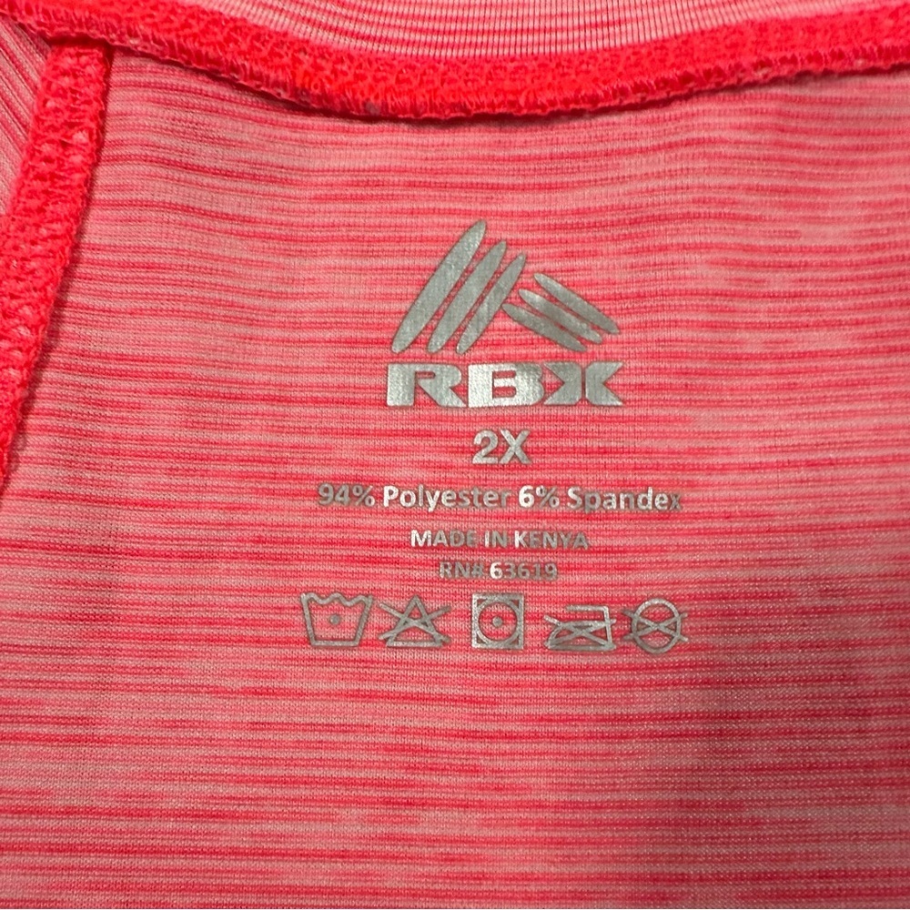 RBX Womens Activewear Tank Top 2X Coral Pink Heather Sleeveless Stretch - Picture 2 of 4